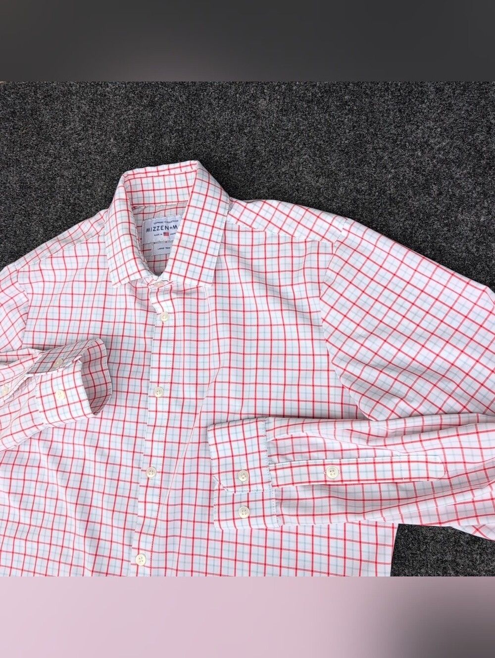 Mizzen Main Shirt Mens Large Red Blue Checkered Leeward Performance Stretch LS